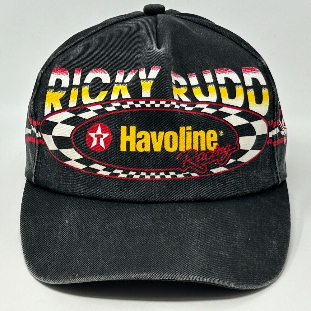 Vintage 90s Ricky Rudd NASCAR Hat Baseball Cap Black K-Products Havoline Racing